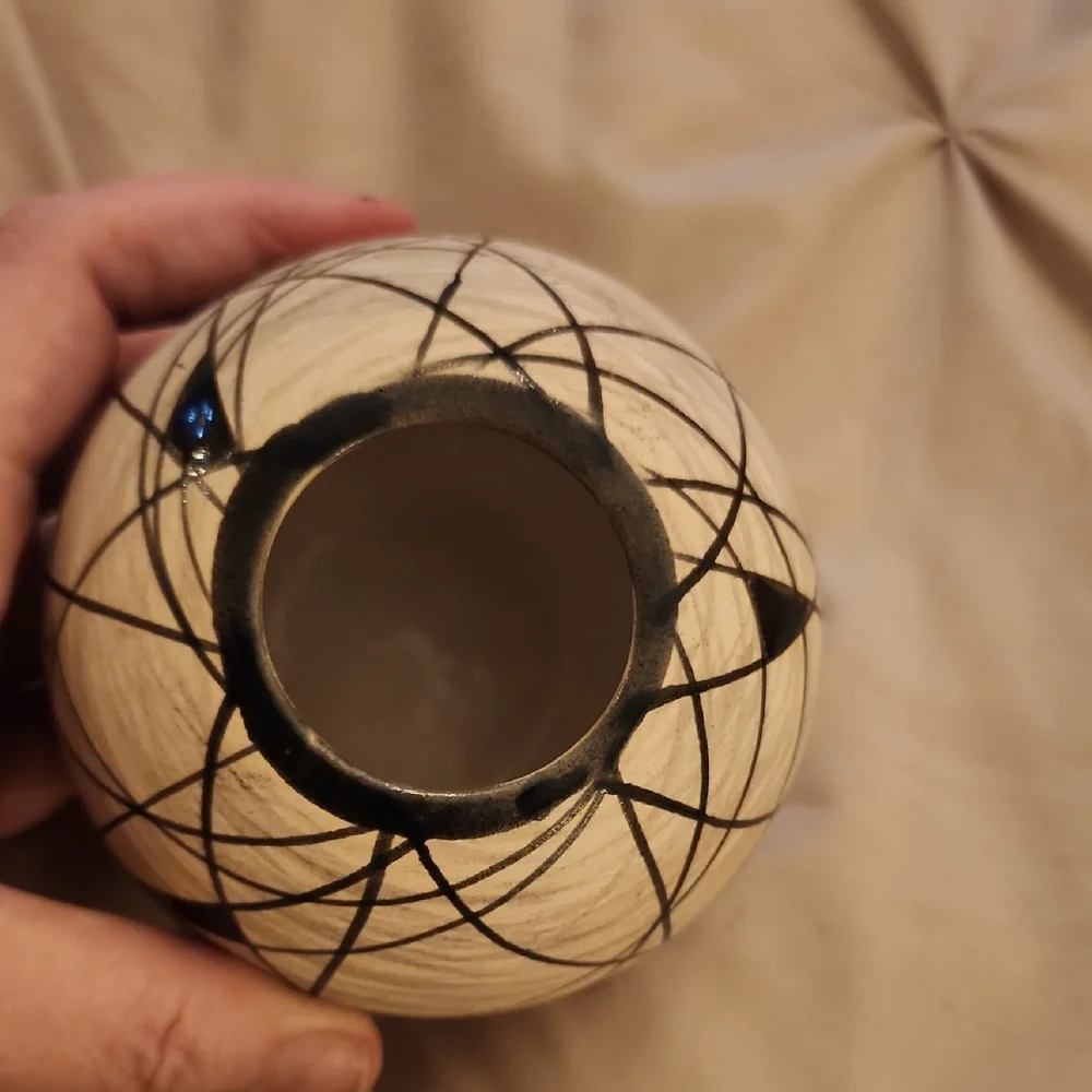 Classic Black and Cream Abstract Vase Made In Ukraine‎
